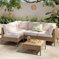 5pc Beige Wicker Sectional Sofa Set