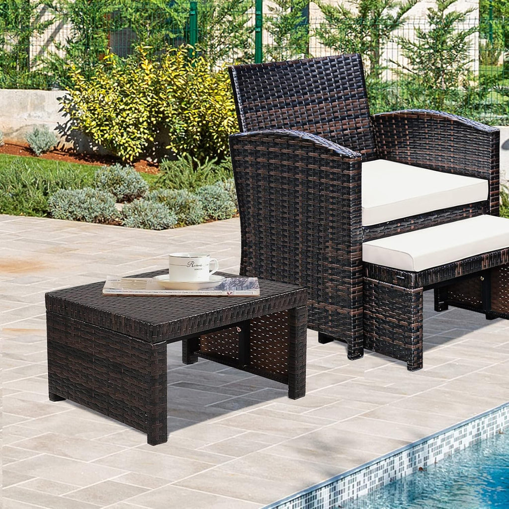 HAPPYGRILL 2 Piece Wicker Ottomans