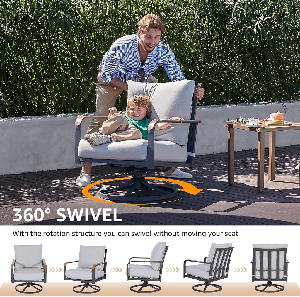 NATURAL EXPRESSIONS 2 Pack Grey Swivel Patio Rockers