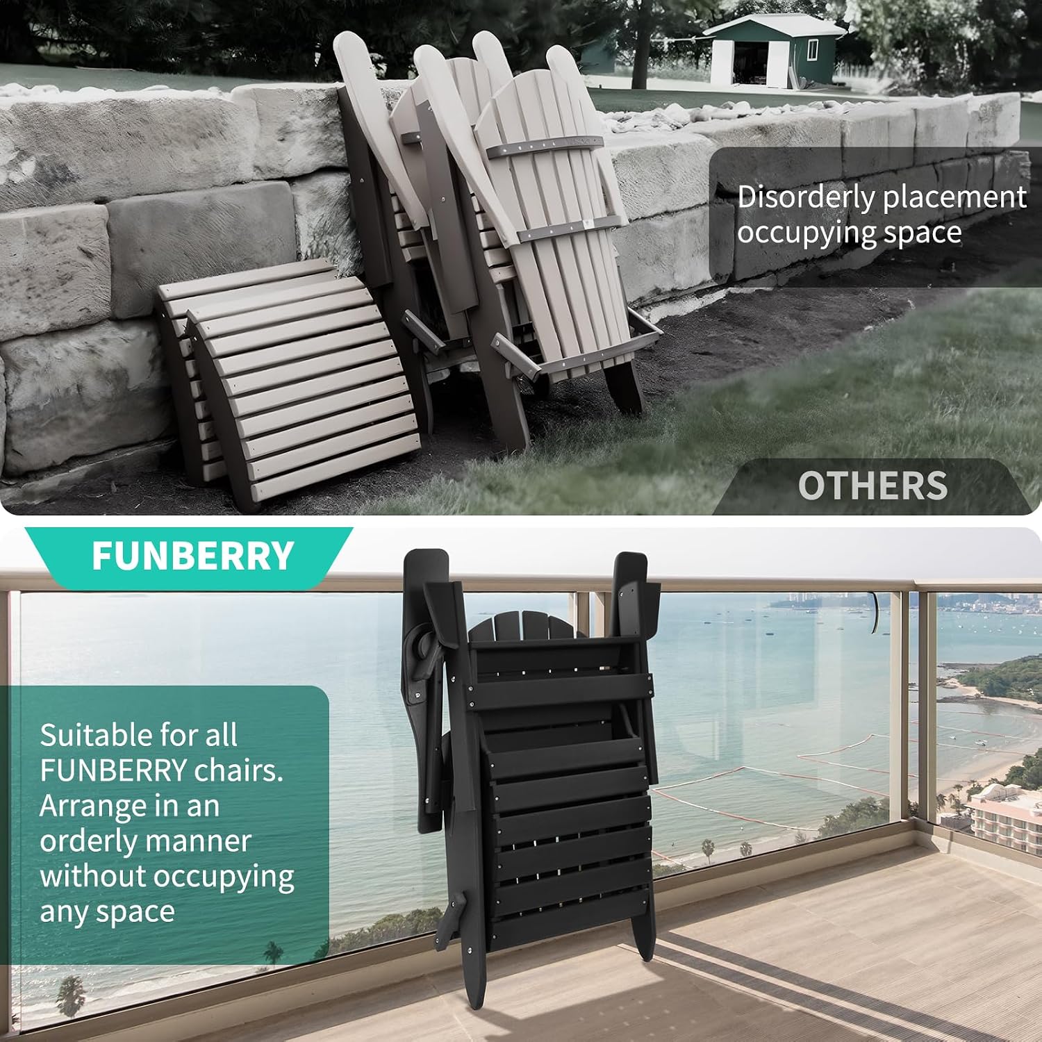 2 Pack HDPE Adirondack Ottomans