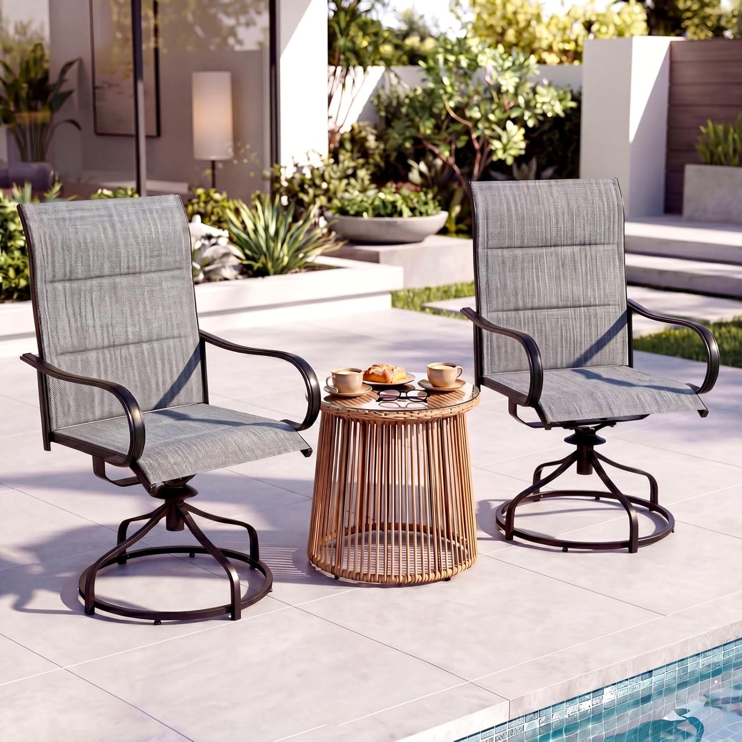 Arlopu 2 Pack 360° Swivel Patio Chairs