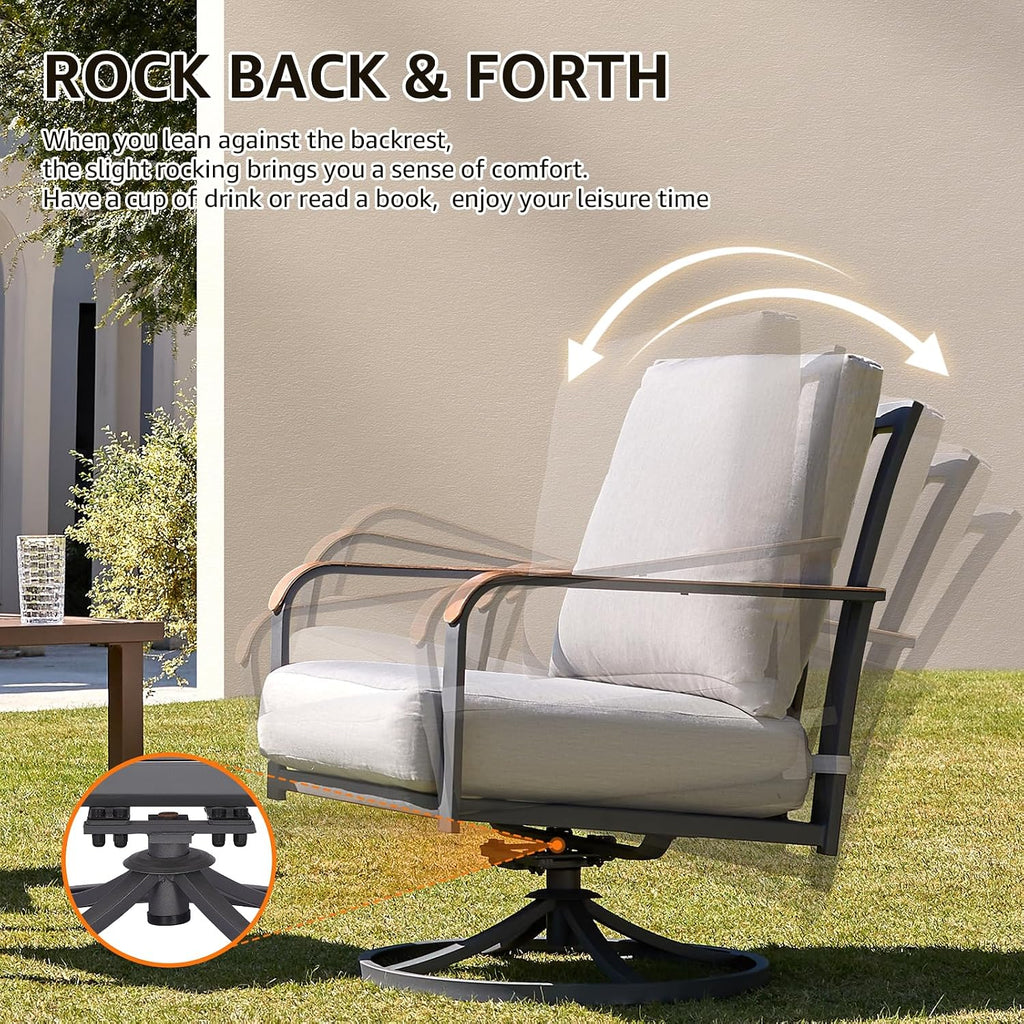 NATURAL EXPRESSIONS 2 Pack Grey Swivel Patio Rockers