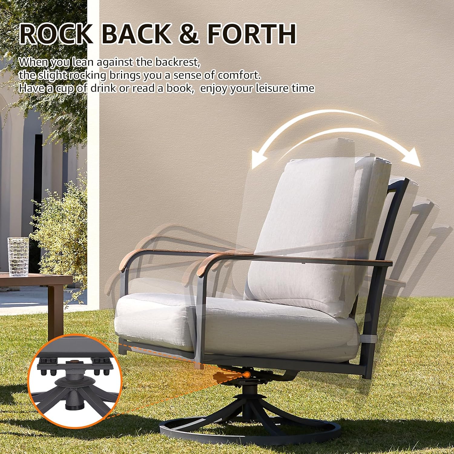 NATURAL EXPRESSIONS 2 Pack Grey Swivel Patio Rockers