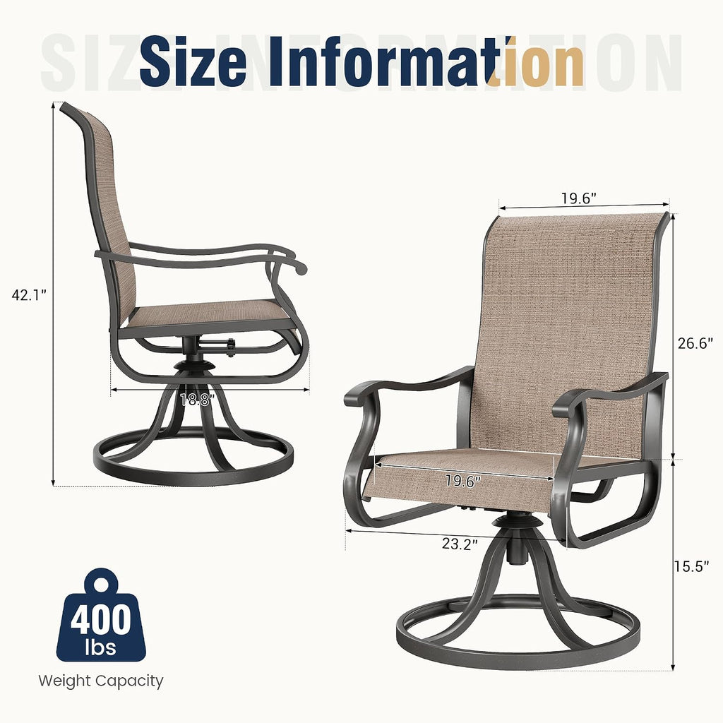 Amopatio 2 Pack Brown Swivel Patio Rockers