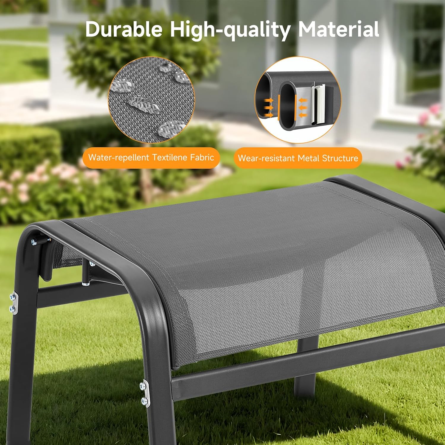 2 Pack Stackable Outdoor Ottomans