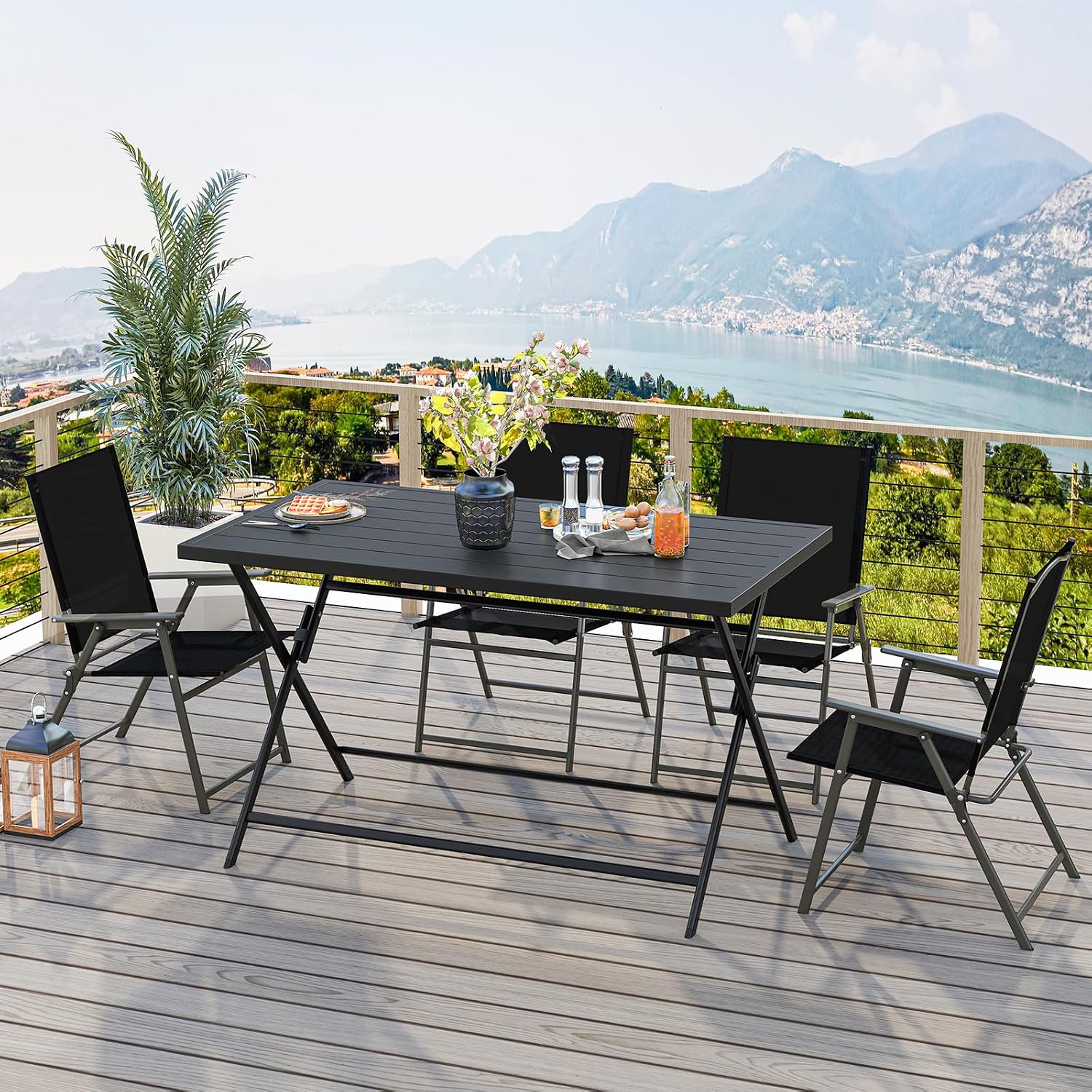 Tangkula 5 Pieces Foldable Dining Set