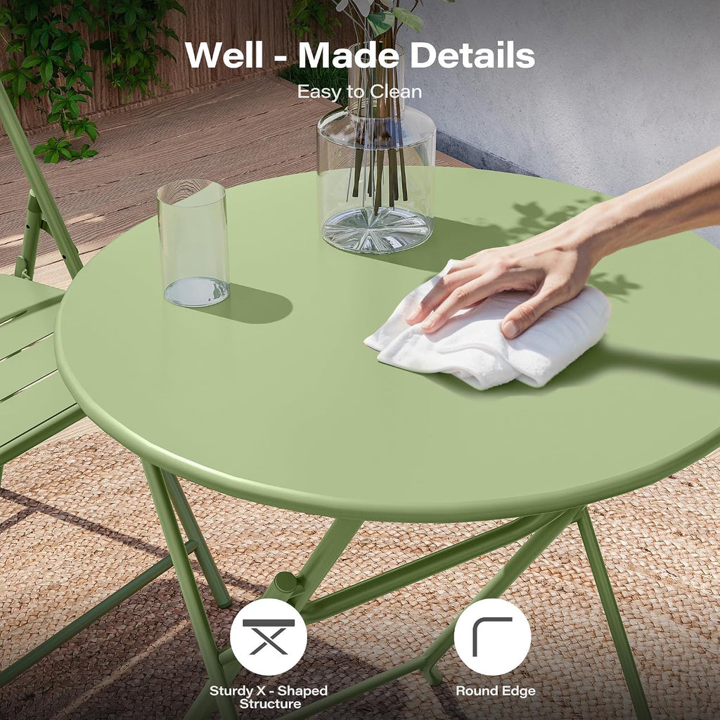 LAUSAINT HOME 3-Piece Steel Folding Bistro Set