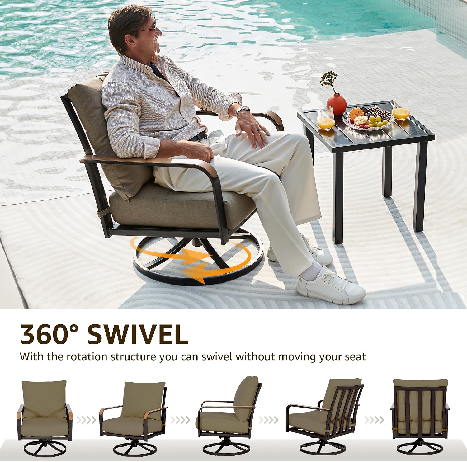 NATURAL EXPRESSIONS 3pc Swivel Glider Bistro Set