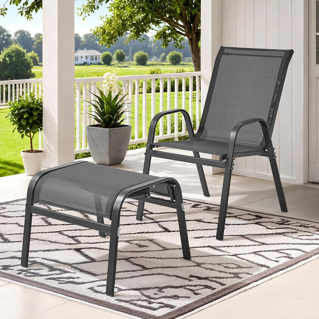 2 Pack Stackable Outdoor Ottomans