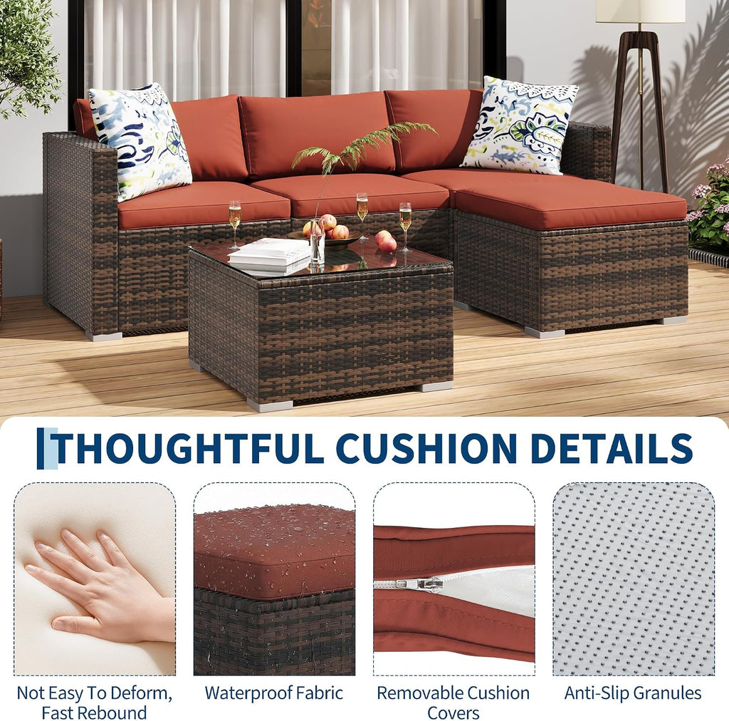 5pc PE Rattan Sectional Sofa Set