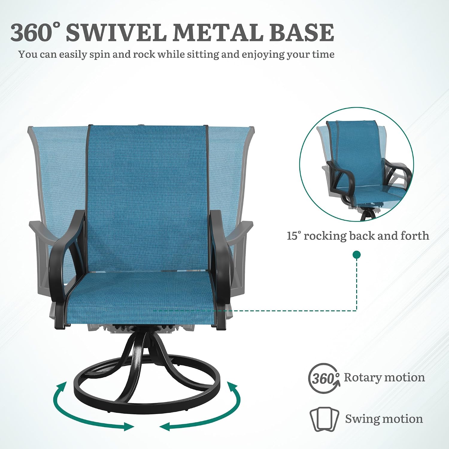 2 Pack Blue Swivel Patio Rockers