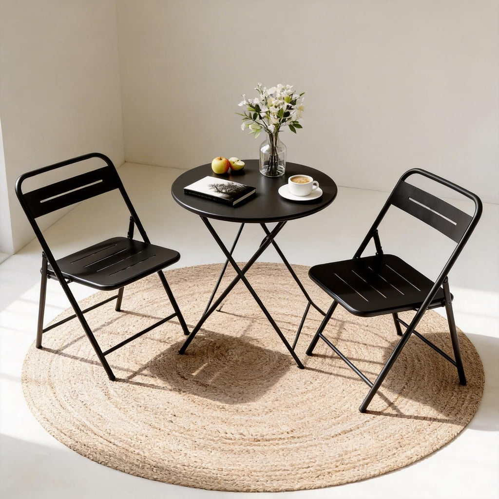 Living 3-Piece Steel Folding Bistro Set