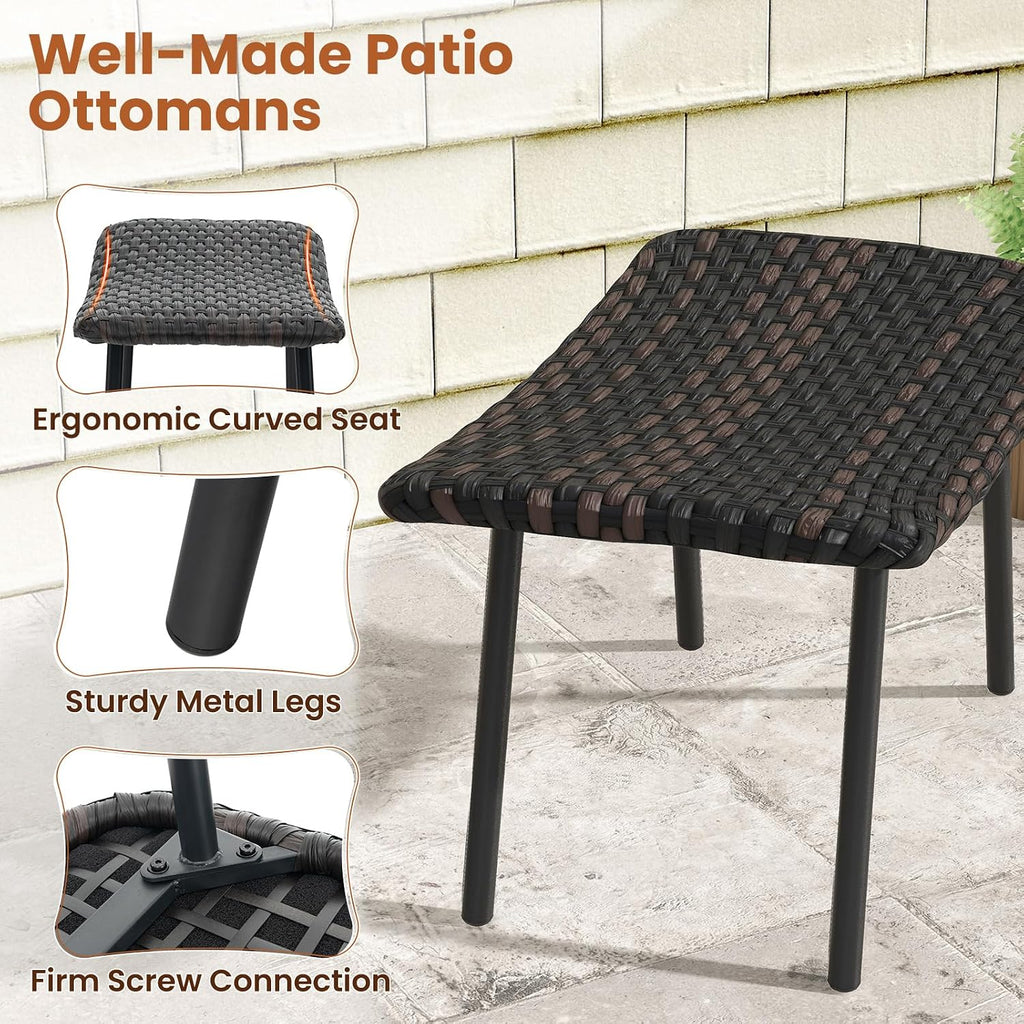 Tangkula 2 Pack Rattan Patio Ottomans