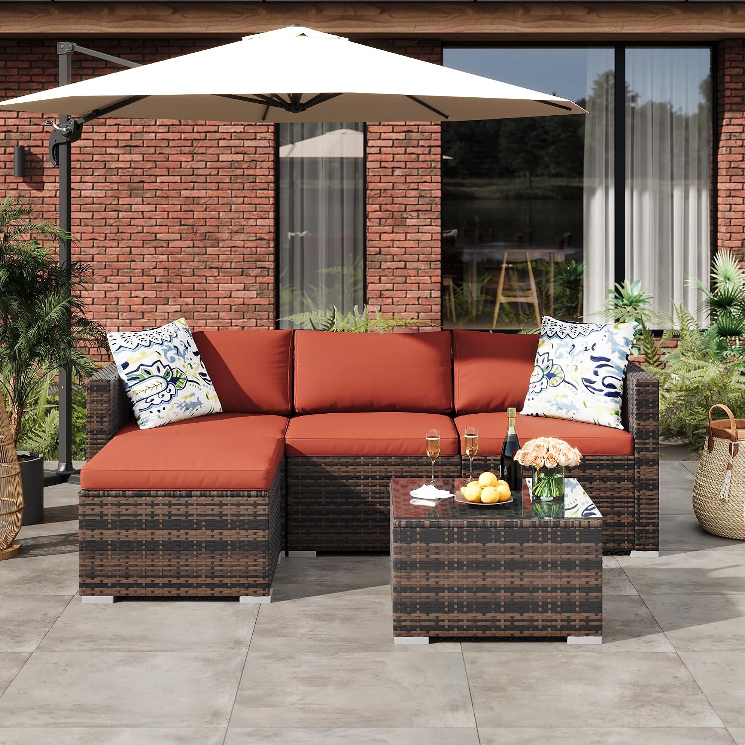 5pc PE Rattan Sectional Sofa Set
