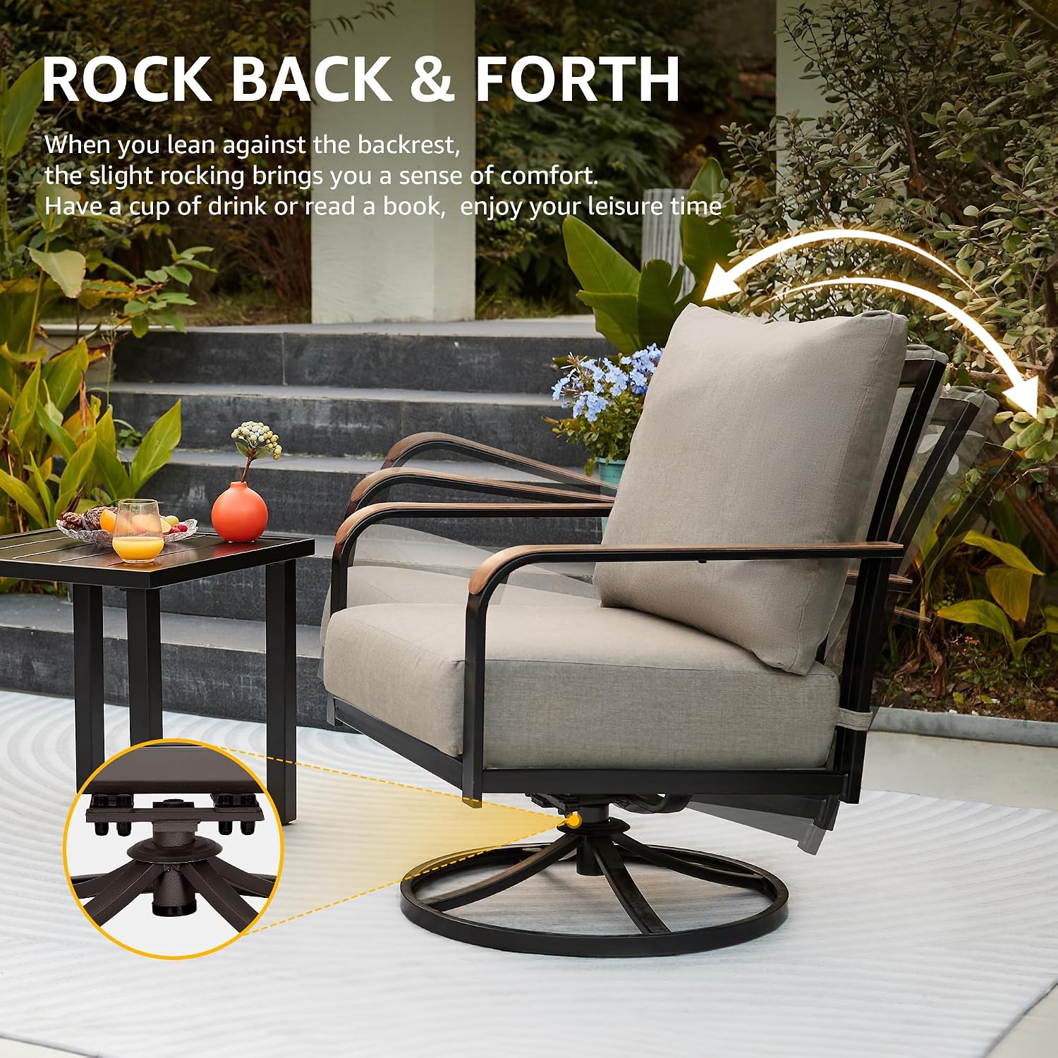 NATURAL EXPRESSIONS 3pc Swivel Glider Bistro Set
