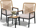 LIFERUN 3pc Beige Rattan Patio Set