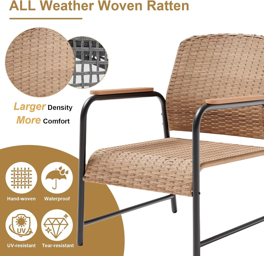 JOYURE 3pc Beige Wicker Bistro Set