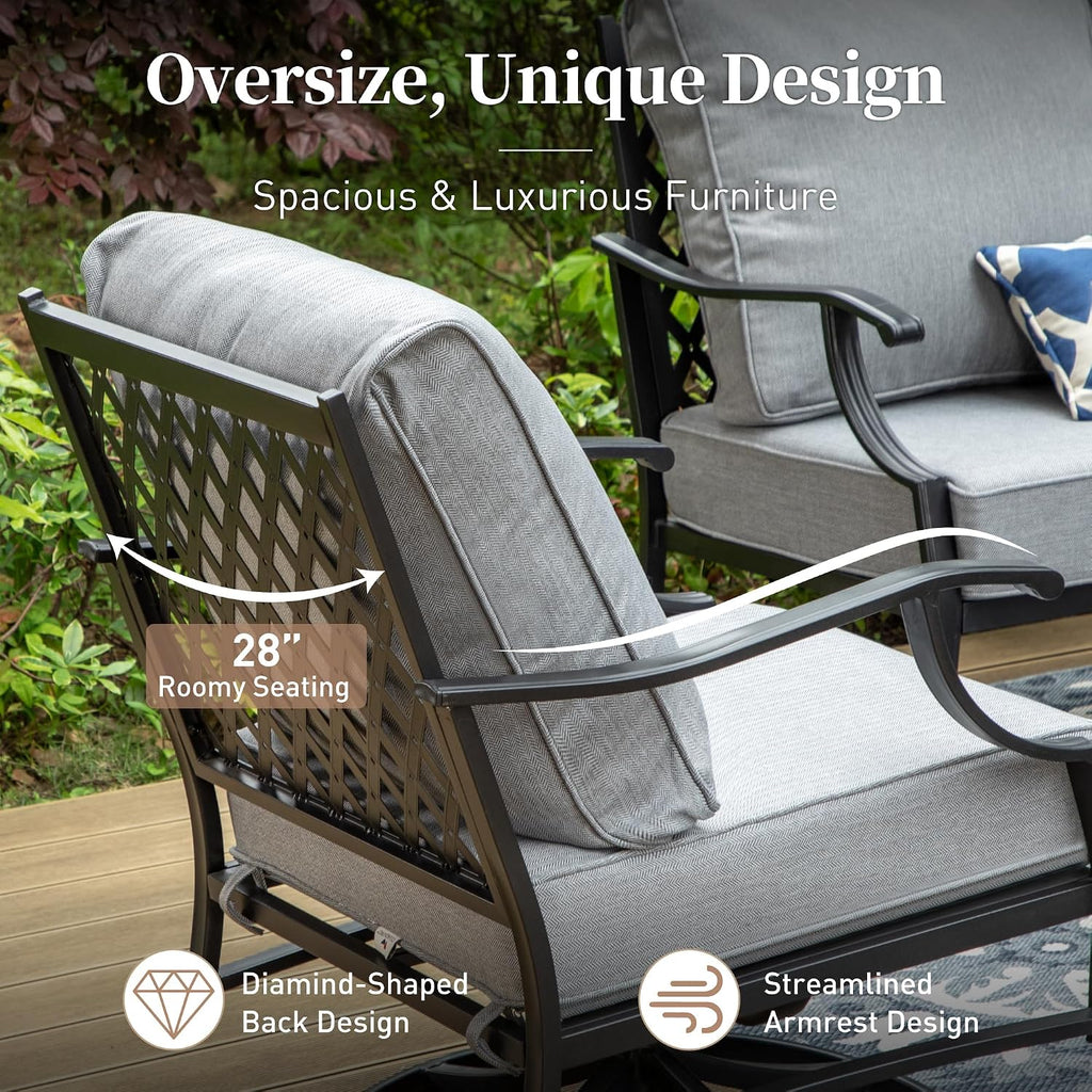 SUNSHINE VALLEY 2 Pack Gray Swivel Patio Rockers