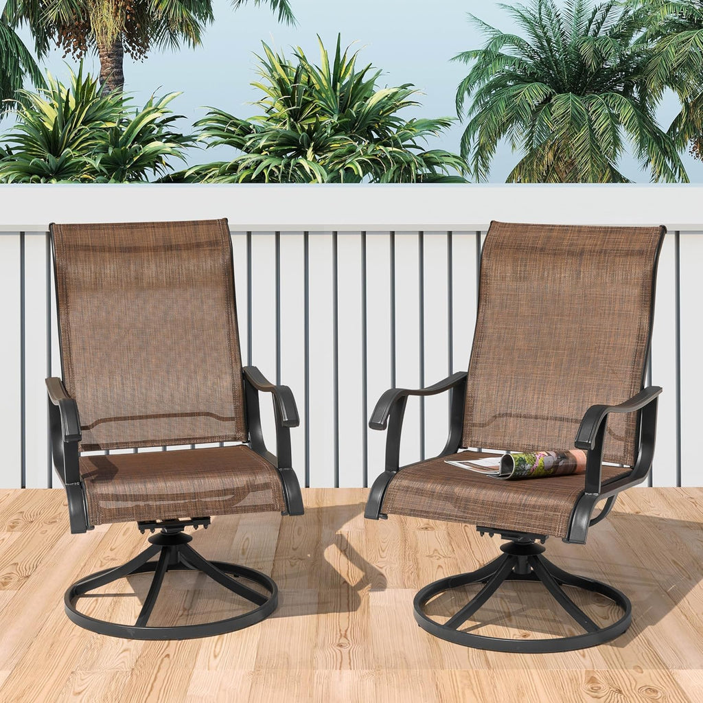 NUU GARDEN 2 Pack Brown Swivel Patio Rockers