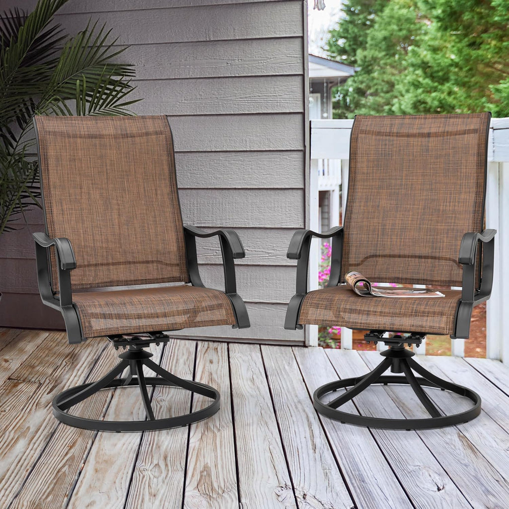 NUU GARDEN 2 Pack Brown Swivel Patio Rockers