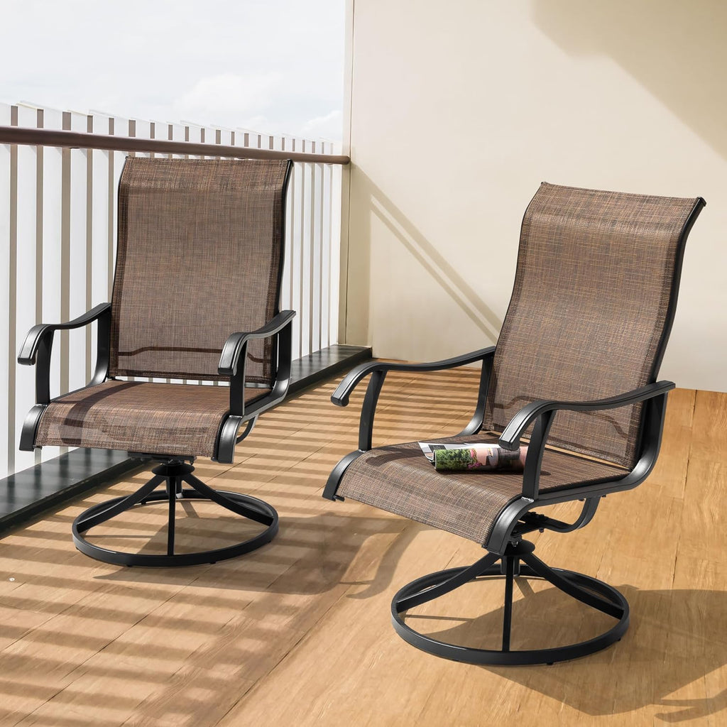 NUU GARDEN 2 Pack Brown Swivel Patio Rockers