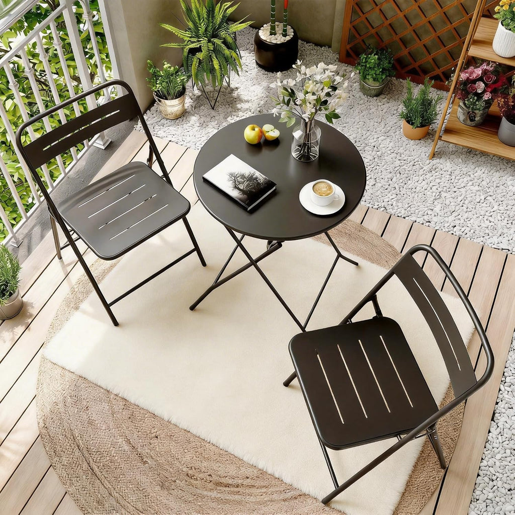Living 3-Piece Steel Folding Bistro Set