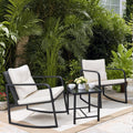 Greesum 3pc Beige Rocking Wicker Bistro Set