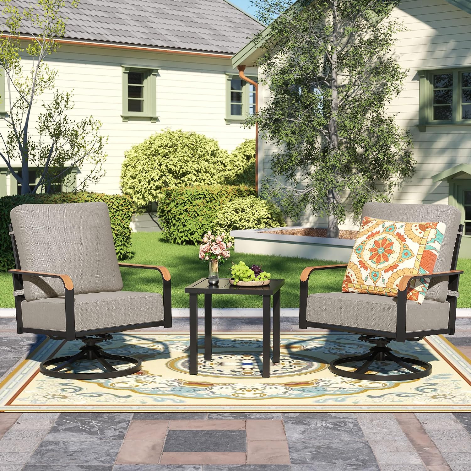 NATURAL EXPRESSIONS 3pc Swivel Glider Bistro Set
