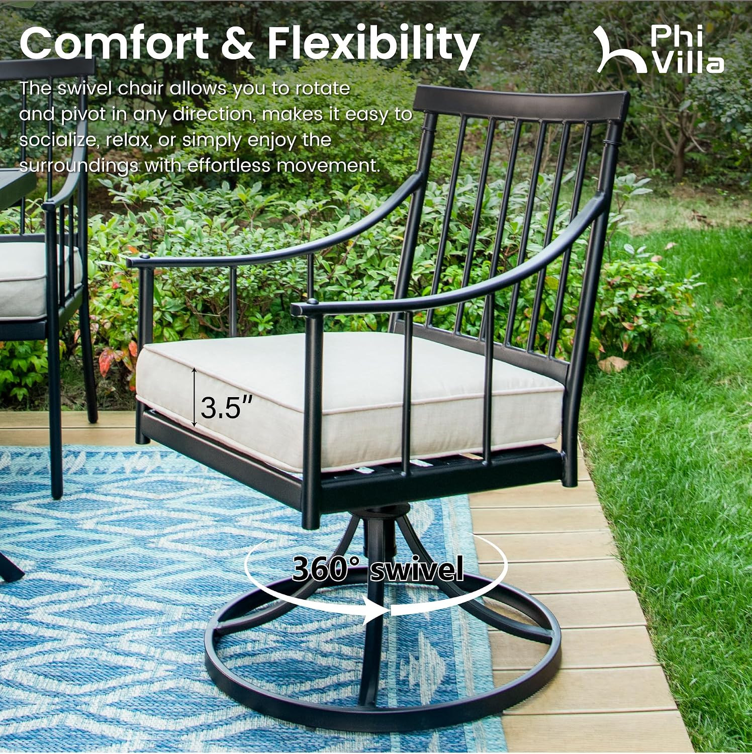 PHI VILLA 2 Pack Swivel Rocking Patio Chairs