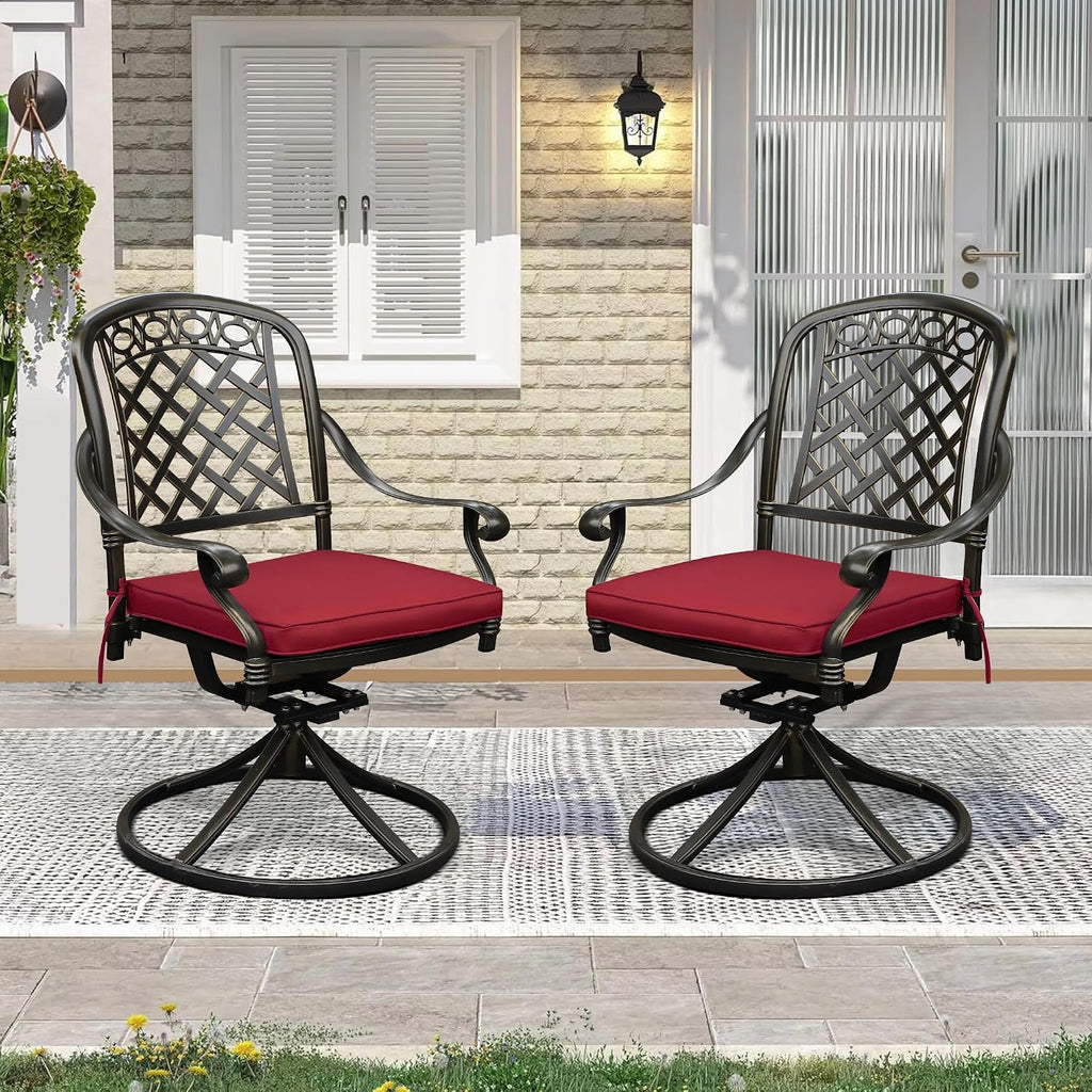 2 Pack Cast Aluminum Swivel Patio Chairs