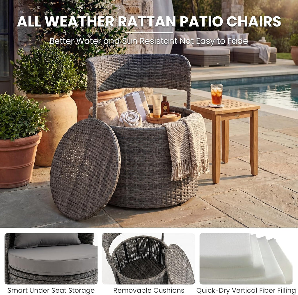 3pc Grey Wicker Bistro Set