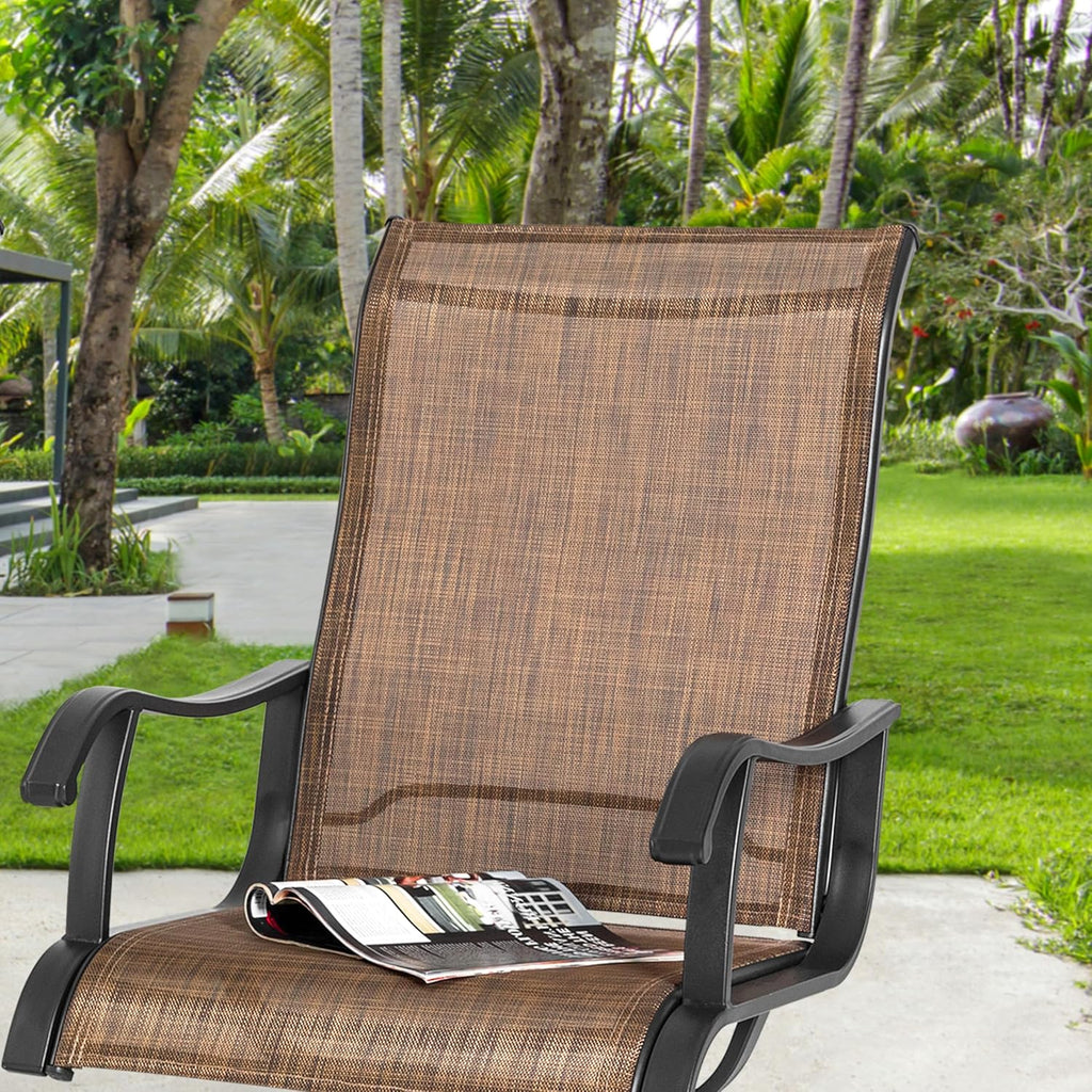 NUU GARDEN 2 Pack Brown Swivel Patio Rockers