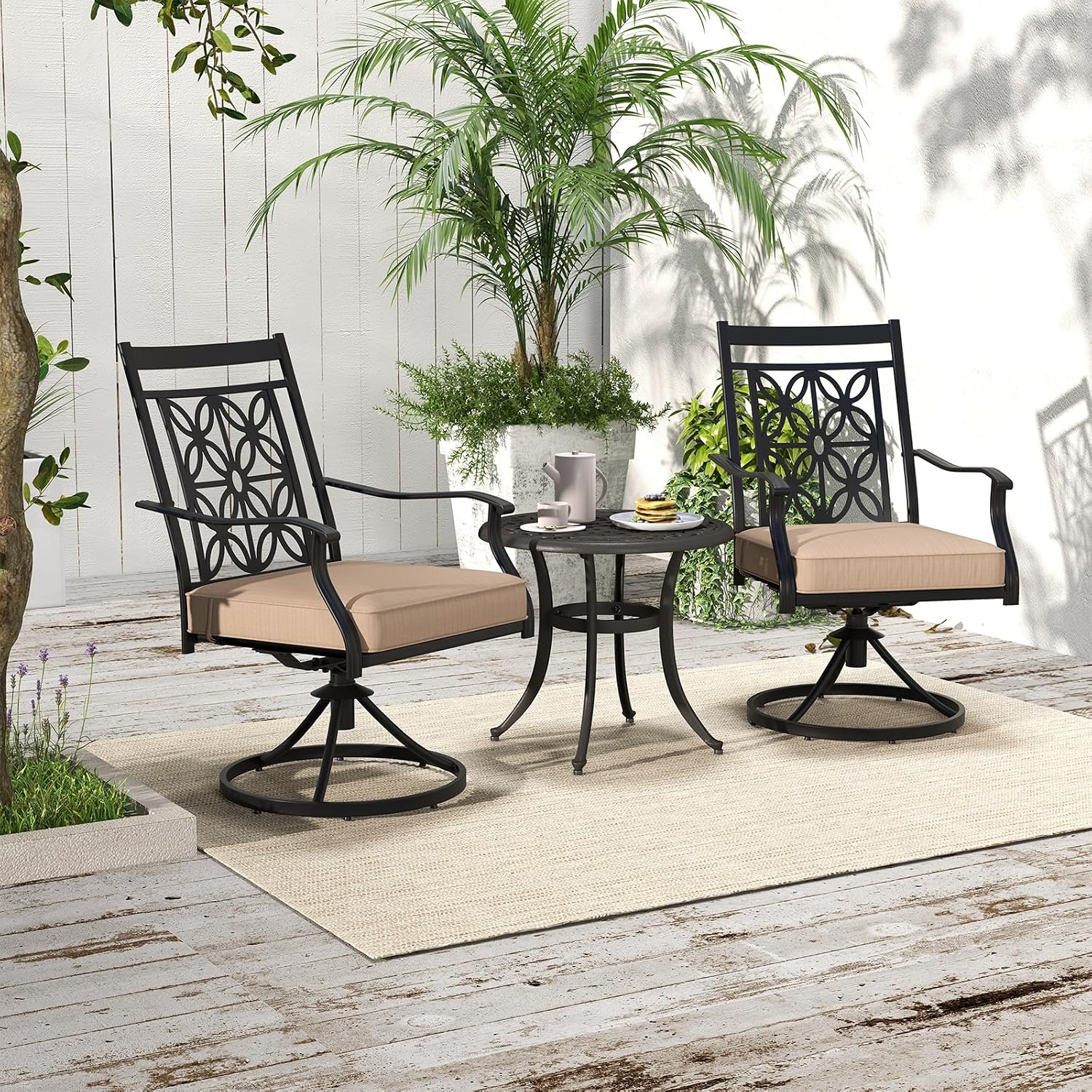 Tangkula 2 Pack Swivel Patio Dining Chairs
