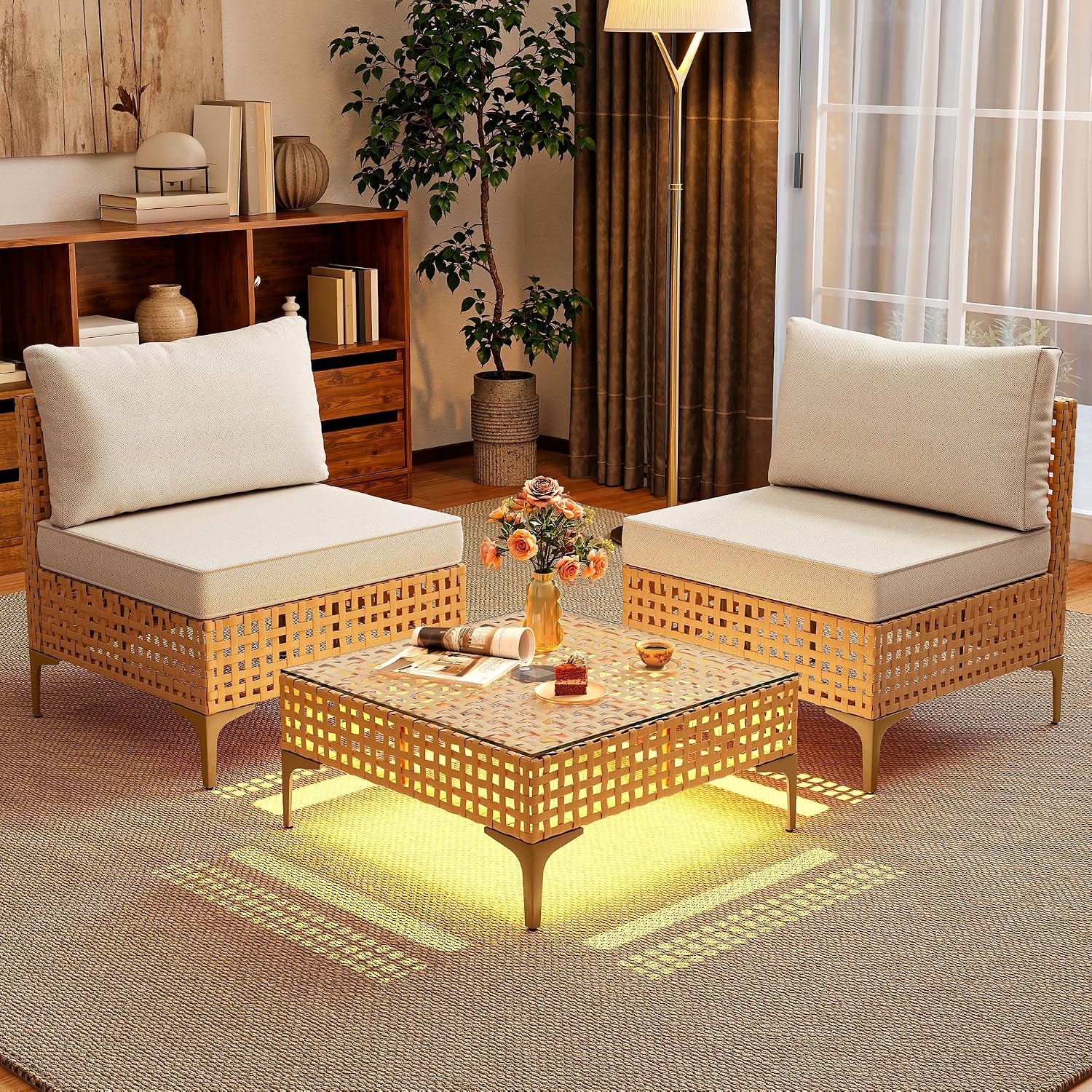 YITAHOME 3pc Wicker Sectional Sofa Set